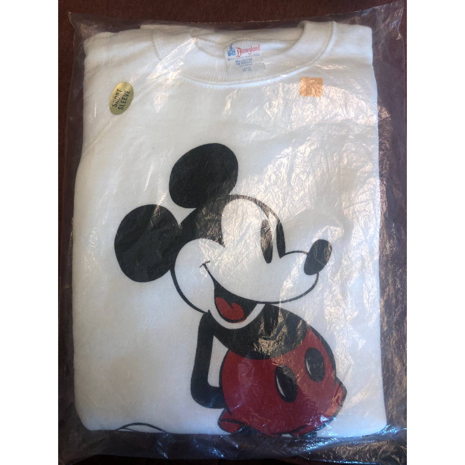Disney Mickey Mouse Short Sleeved Sweatshirt Adult Large Vintage Unopened